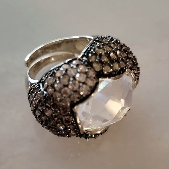 Cocktail Ring Gilded sterling silver and crystal - Picture 3 of 5